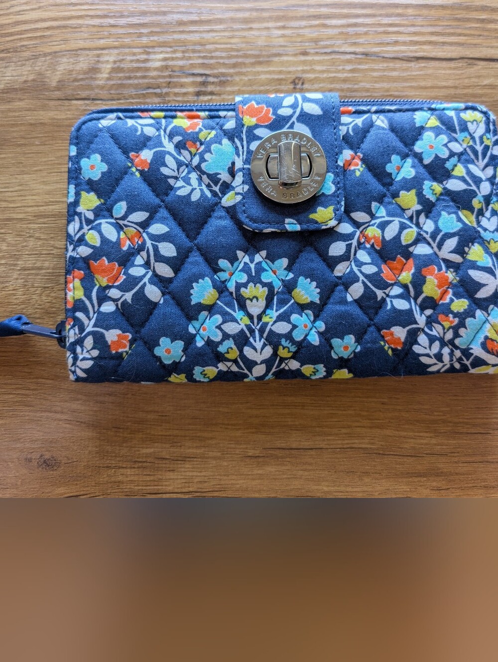 Vera Bradley Floral Wallet in Navy with Multicolor Flowers